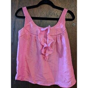 Anthropologie Postmark Size 2 Pink Ruffles Silk Blend Tank